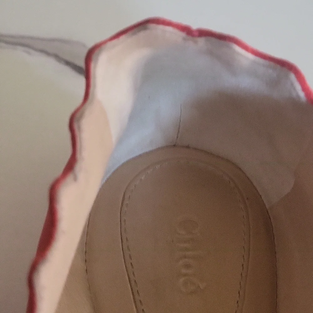 CHLOE Lauren Salmon Scalloped Ballerina Leather slippers Flat Shoes